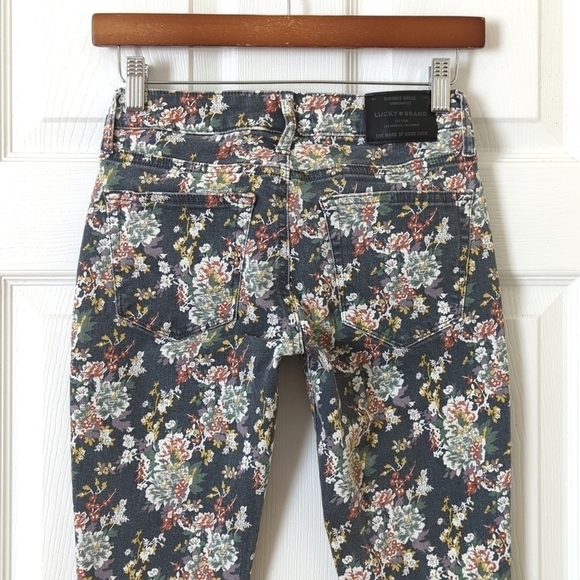 Lucky Brand Lolita Floral Low Rise Ankle Cropped Skinny Jeans Gray 00/24 - Picture 5 of 16